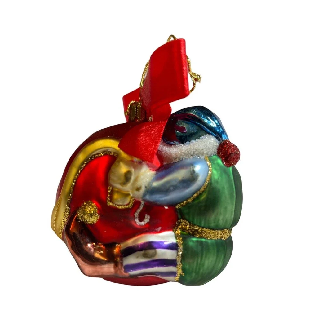 LENOX Yuletide Treasures Santa’s Family Tree Xmas Ornament- Elf With Bow In Box